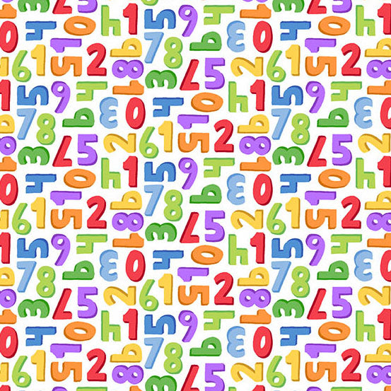 Pattern of colorful numbers on a multicolor background