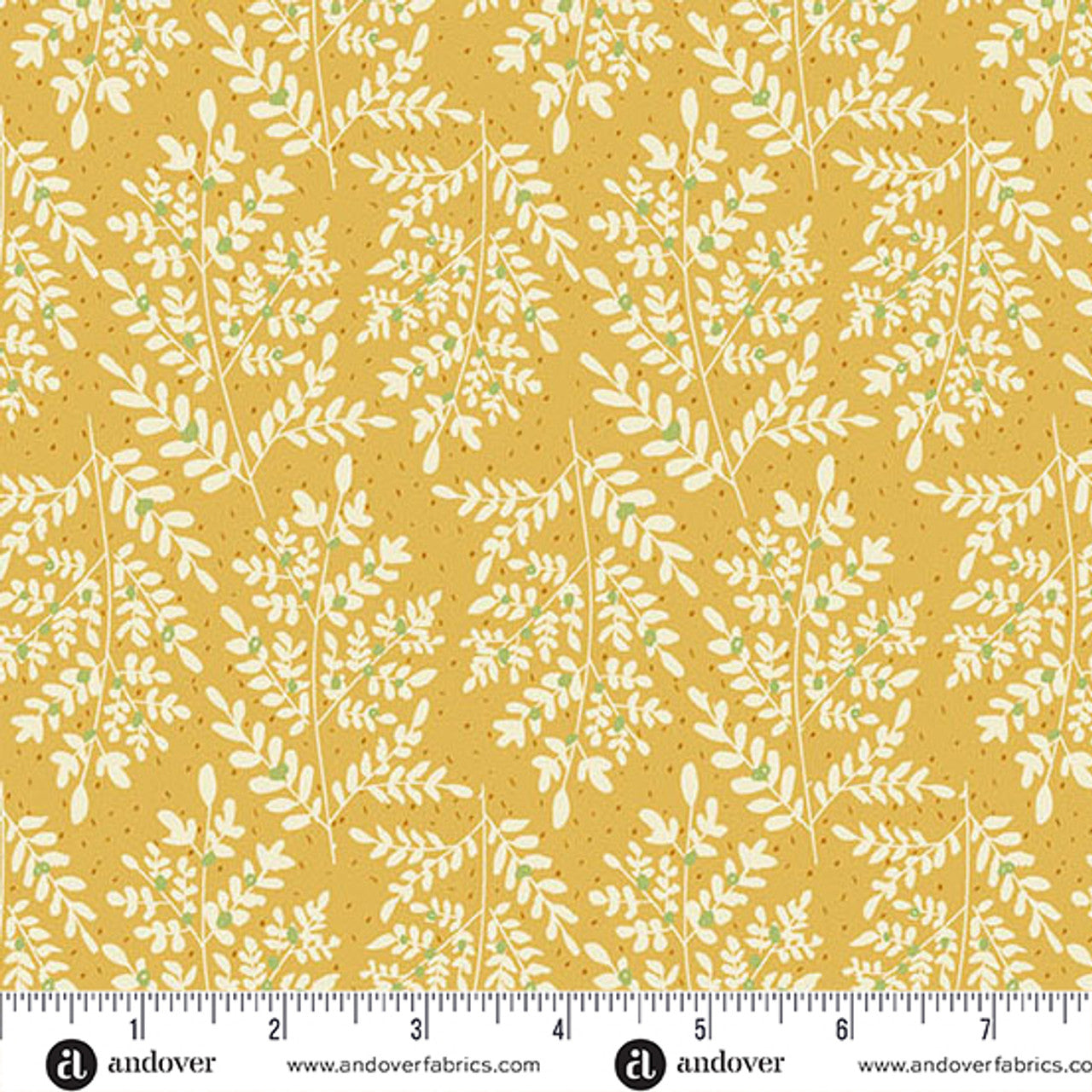 Fabric Andover Yellow Fern & Fronds Flourish by the Quarter Yard 1628-Y
