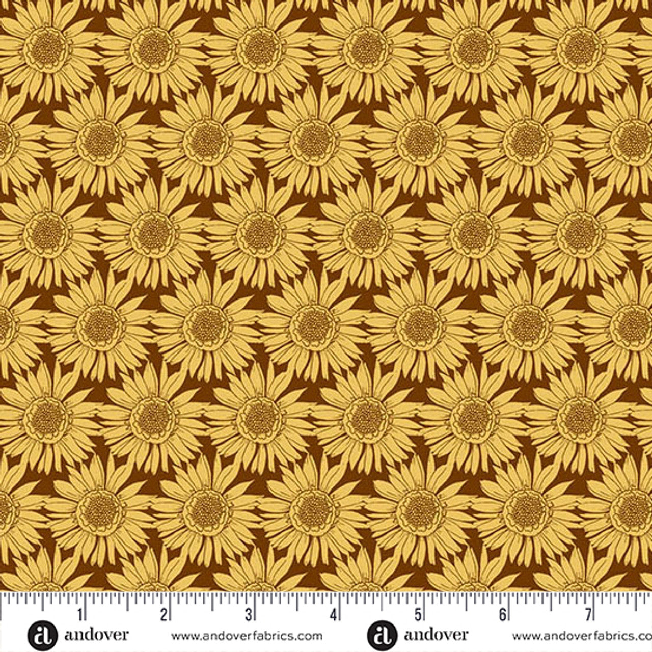 Fabric Andover Yellow Sunlit Bloom Flourish by the Quarter Yard 1623-Y