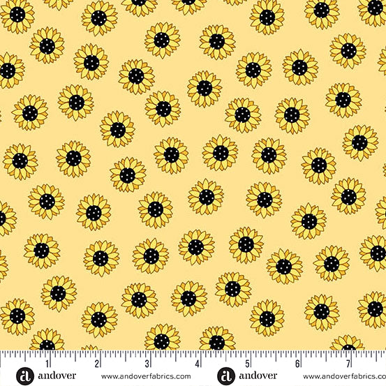 Fabric Andover Yellow Sunny Days Sunny Honey by the Quarter Yard A-1576-Y