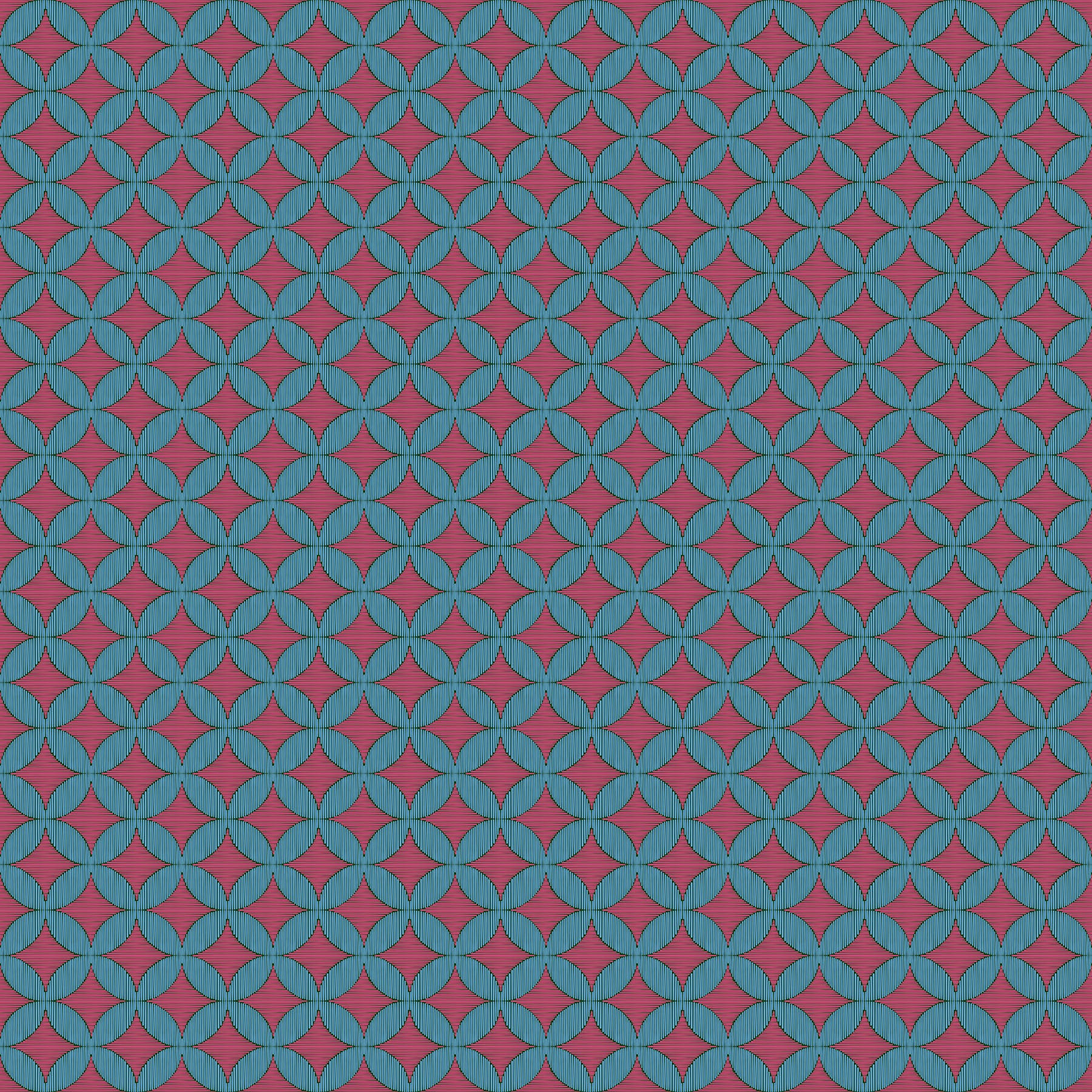 Geometric pattern with red and blue shapes on a blue background