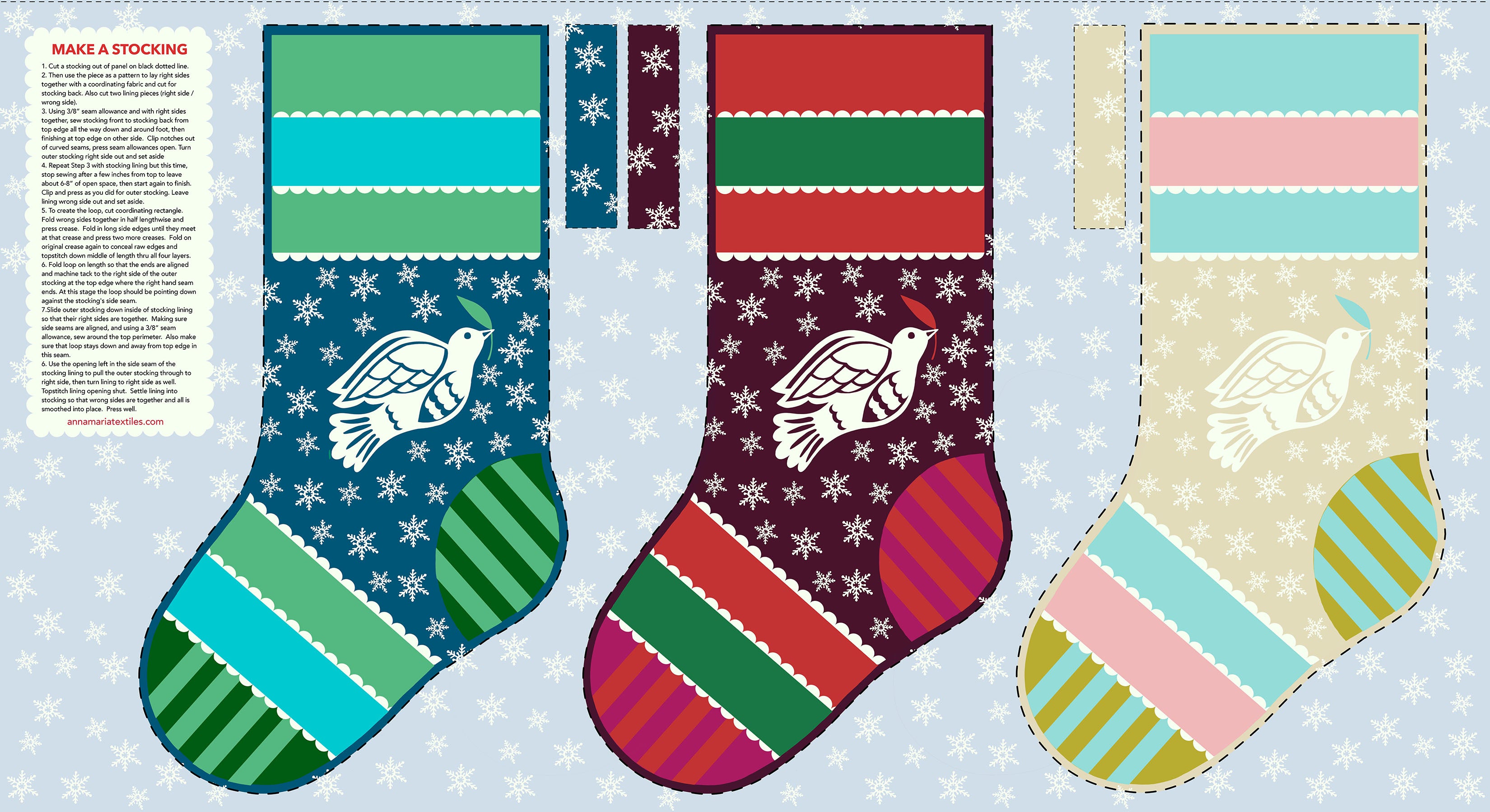 Fabric Anna Maria Textiles Cozy Christmas Stocking Panel AMT167-40