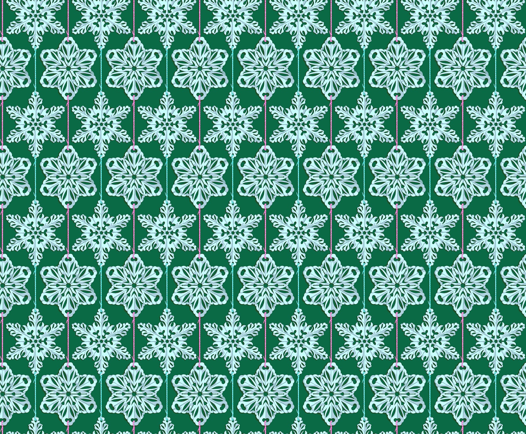 Fabric Anna Maria Textiles Mint Paperflakes Cozy Christmas by the Quarter Yard AMT162-74L