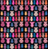 Pattern of colorful vases on a black background
