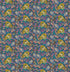 Patterned fabric with colorful flowers on a blue background