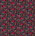 Patterned fabric with small pink flowers on a dark background