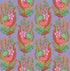 Colorful floral and leaf pattern on a gray background