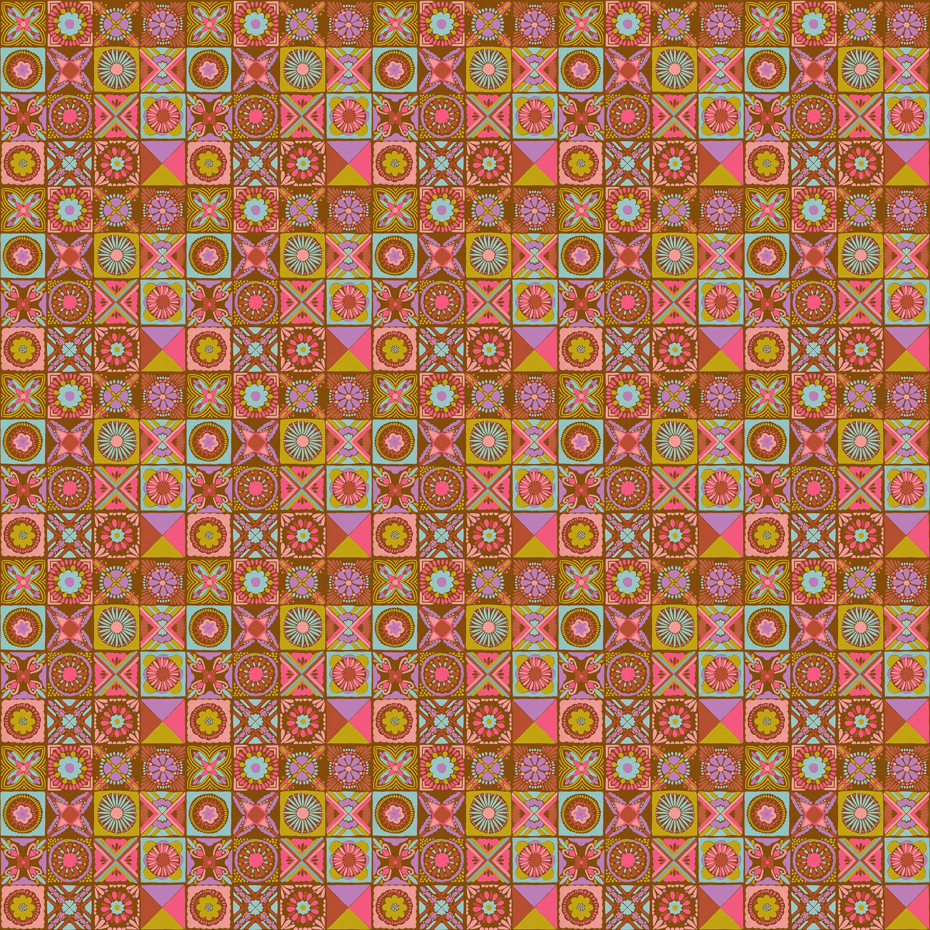 Patterned fabric with a colorful geometric design
