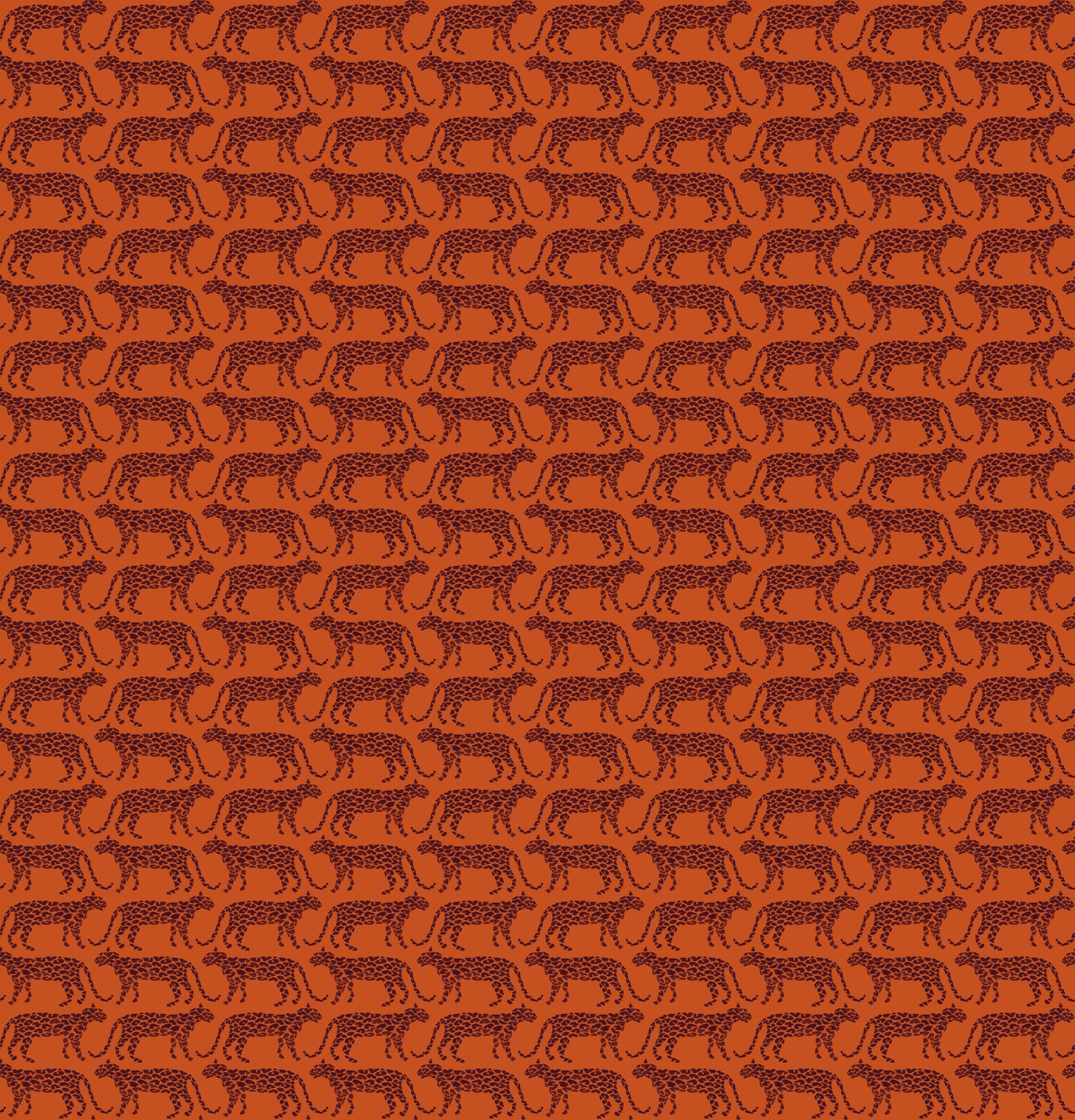 Pattern of leopards on an orange background