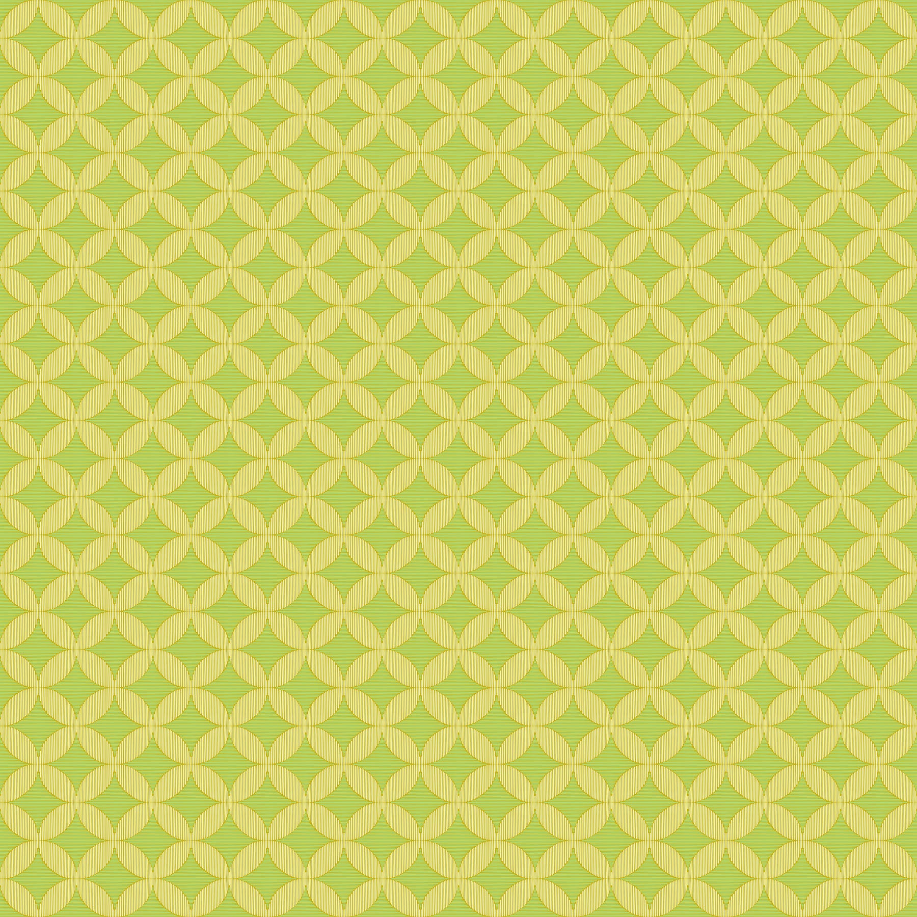 Geometric pattern of interlocking circles on a green background