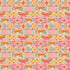 Patterned fabric with leopards, flowers, and geometric shapes on a pink background