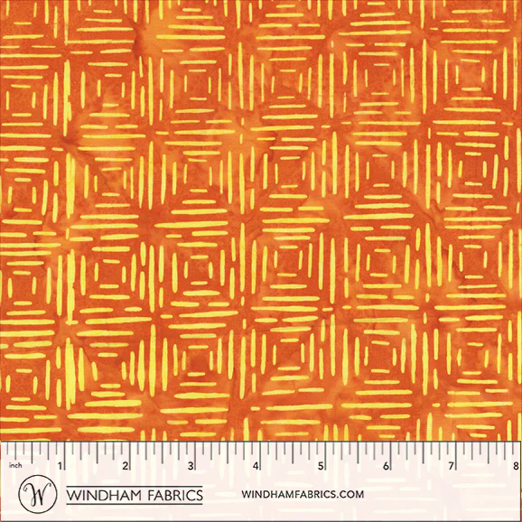 Fabric Anthology Batiks Amber Line Squares Blaze by the Quarter Yard 2975Q-X