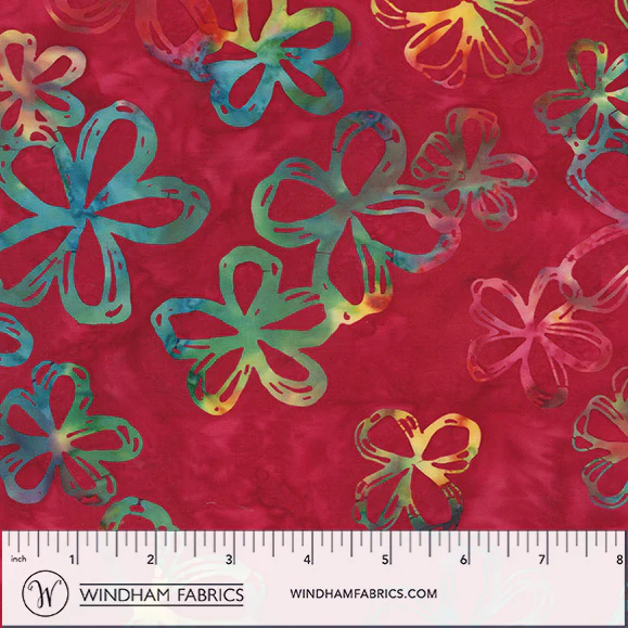 Fabric Anthology Batiks Magenta Flower Sketch Glee by the Quarter Yard 20020Q-X
