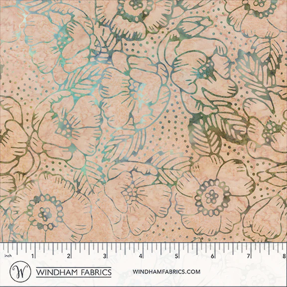 Fabric Anthology Batiks Sand Gardenias Sway by the Quarter Yard 2785Q-X