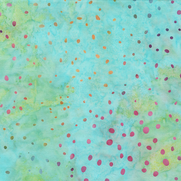 Colorful polka dot pattern on a watercolor background