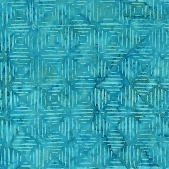 Teal fabric with geometric pattern
