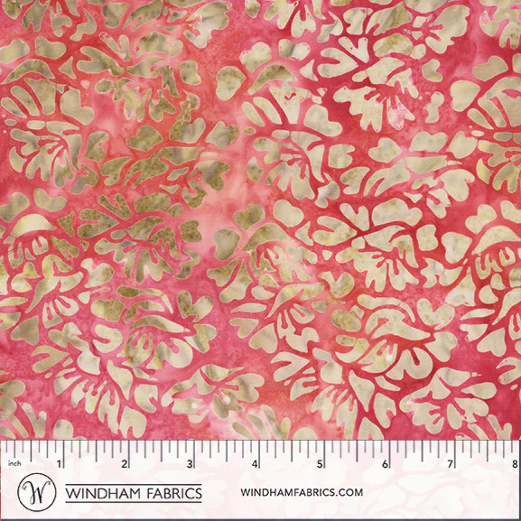 Fabric Anthology Dragonfruit Gardenias JDJ Henna Batiks by the Quarter Yard 3789Q-X