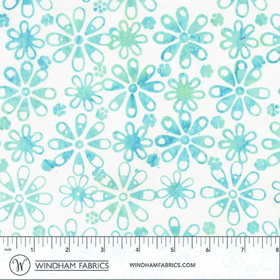 Fabric Anthology Light Teal Floral JDJ Mediterranean Sea Batiks by the Quarter Yard 3763Q-X