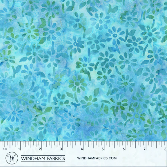 Fabric Anthology Sea Daisies JDJ Mediterranean Sea Batiks by the Quarter Yard 3765Q-X