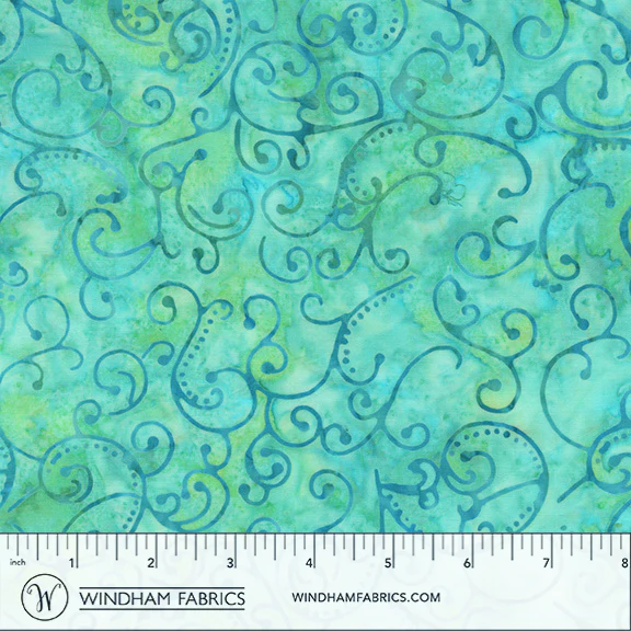 Fabric Anthology Teal Spirals JDJ Mediterranean Sea Batiks by the Quarter Yard 3761Q-X