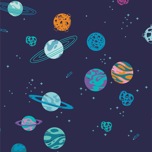 Fabric Art Gallery Planetary Parade Fun in Flannel Rocket Science by the Quarter Yard F-95402a