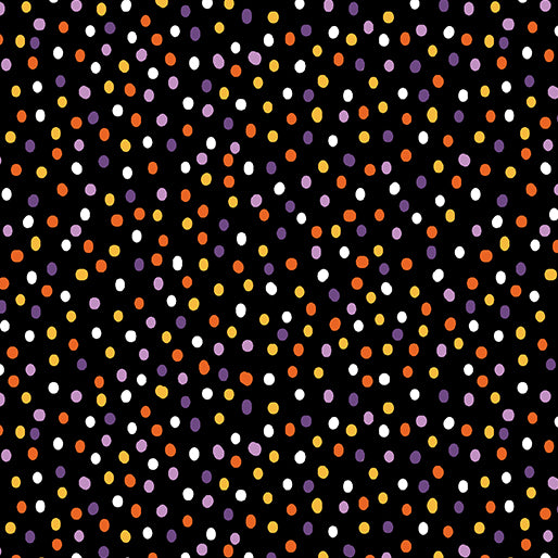 Fabric Benartex Black Dot Mania Ghostly Soiree by the Quarter Yard 15101-12