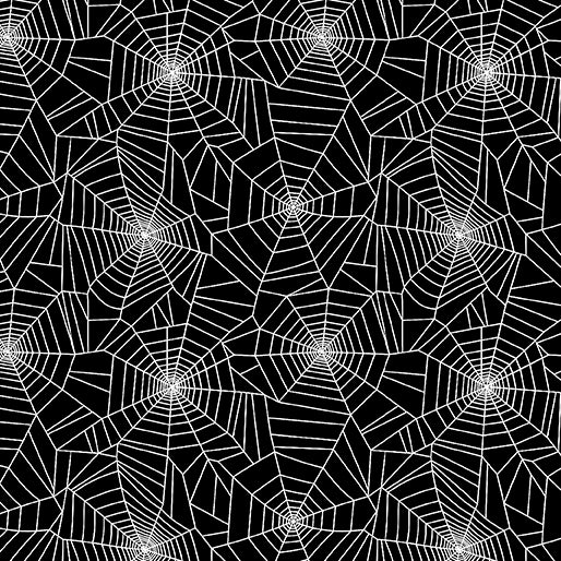 Fabric Benartex Black Ghostly Cobwebs Ghostly Soiree by the Quarter Yard 15095-12