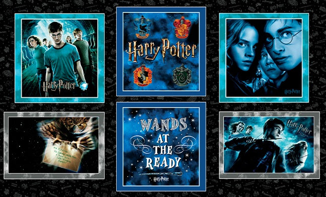 Fabric Benartex Black Harry Potter Pillow Panel 15221W-12