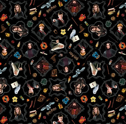 Fabric Benartex Black Magic Harry Potter 108" Wide Back by the Quarter Yard 15220W-12
