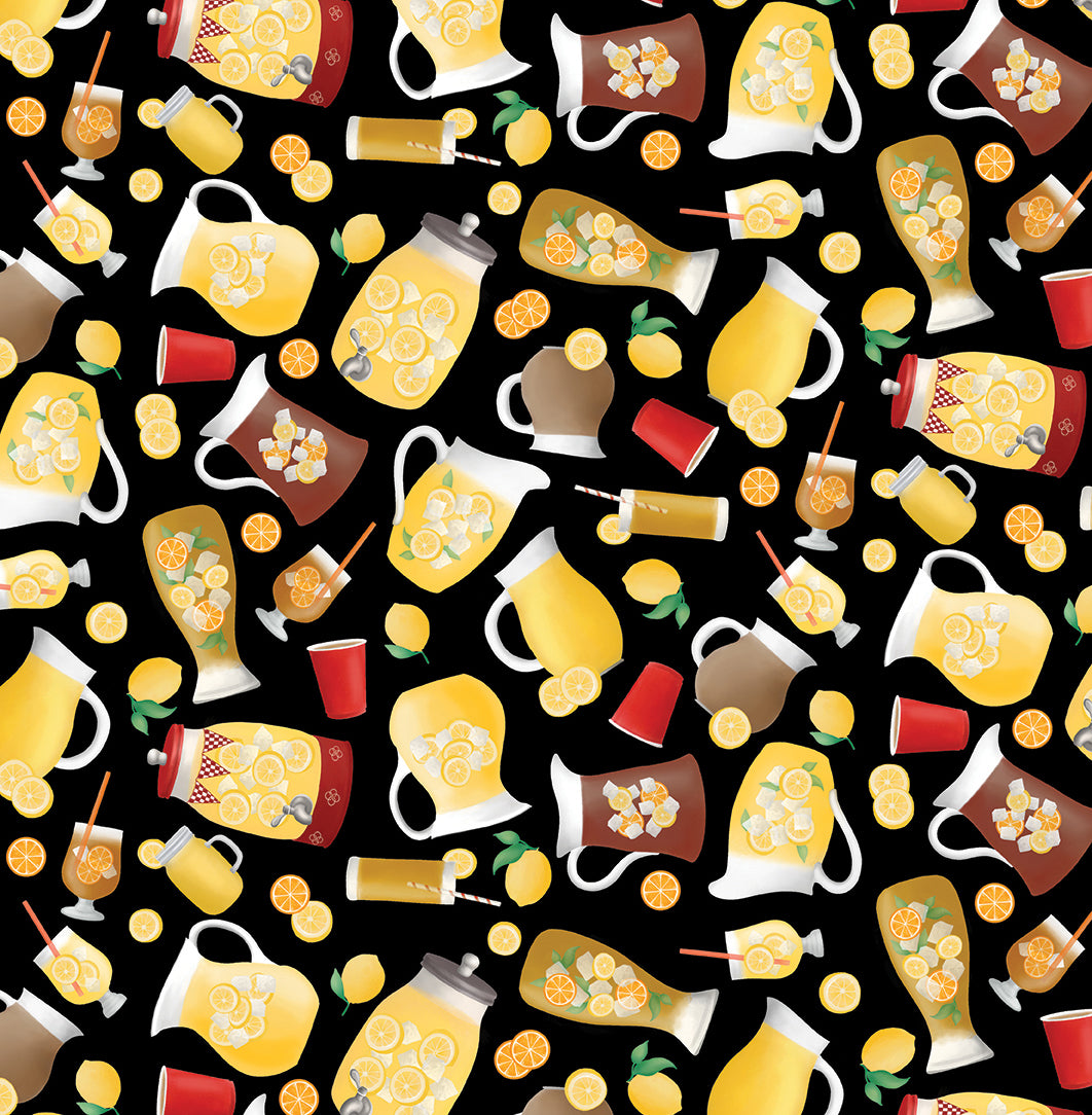 Fabric Benartex Black Refreshments Hot Stuff by the Quarter Yard 15092-12