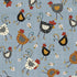 Fabric Benartex Blue Chicken Dance Prairie Chicks by the Quarter Yard 16754-54