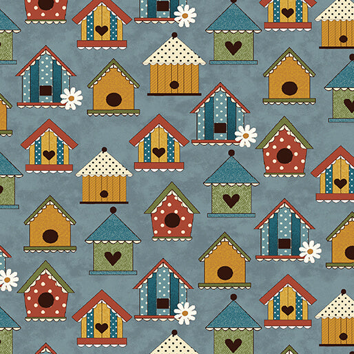 Fabric Benartex Blue Tweet House Prairie Chicks by the Quarter Yard 16756-54