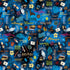 Fabric Benartex Blue Words Harry Potter 108" Wide Back by the Quarter Yard 15227W-55