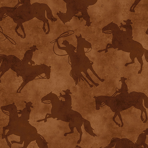 Fabric Benartex Brown Cowboys Yellowstone 108" Wide Back by the Quarter Yard 14483W-77