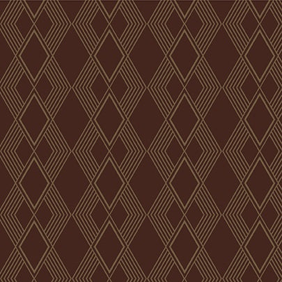 A repeating geometric pattern of interlocking diamond outlines in a warm tan/beige tone over a dark brown background.
