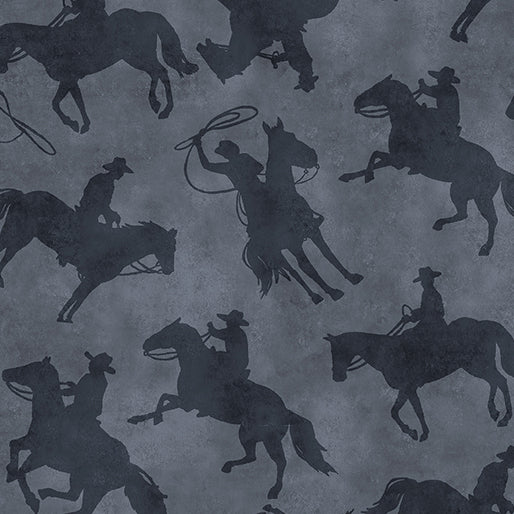 Fabric Benartex Charcoal Cowboys Yellowstone 108" Wide Back by the Quarter Yard 14483W-11