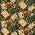 A repeating pattern featuring footballs, chalkboard play diagrams, clipboards with football plays, and a whistle on a dark textured background.