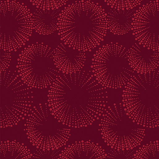Fabric Benartex Claret/Red Starburst Dots Documentaries by the Quarter Yard 14486-20