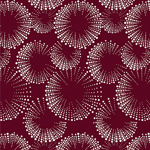 Fabric Benartex Claret/White Starburst Dots Documentaries by the Quarter Yard 14486-21