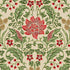 Decorative pattern with red flowers, green leaves, and red berries on a beige background