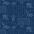 A repeating pattern of hockey-themed illustrations in light blue on a dark navy background, including ice rinks, skates, goal nets, and ice resurfacer vehicles.