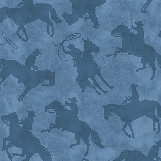 Fabric Benartex Denim Blue Cowboys Yellowstone 108" Wide Back by the Quarter Yard 14483W-55