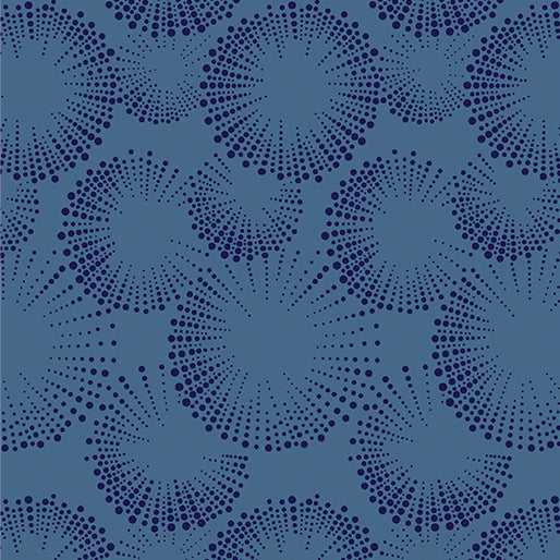 Fabric Benartex Denim Blue Starburst Dots Documentaries by the Quarter Yard 14486-55