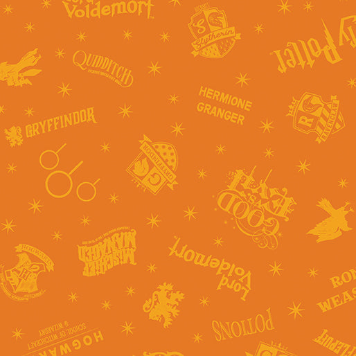 Fabric Benartex Gold Shadow Words Harry Potter 2nd Edition by the Quarter Yard 15224-33