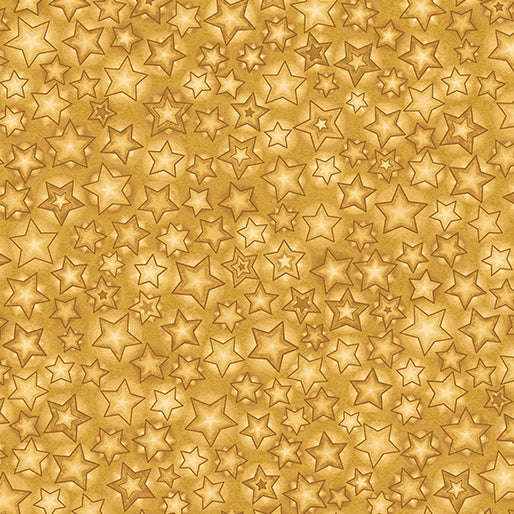 Pattern of gold stars on a textured gold background