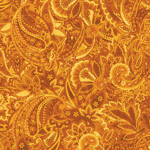Fabric Benartex Golden Amber Tonal Paisley Harvest Lawn by the Quarter Yard 15279L-33