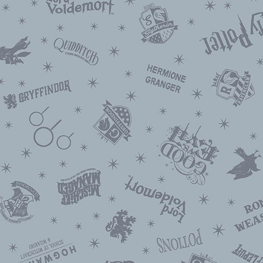 Fabric Benartex Gray Shadow Words Harry Potter 2nd Edition by the Quarter Yard 15224-11