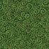 Green patterned fabric with swirling designs and small red accents