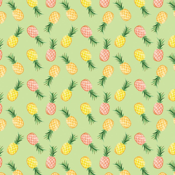Fabric Benartex Green Pineapple Party Tropical Splash by the Quarter Yard 15181-44