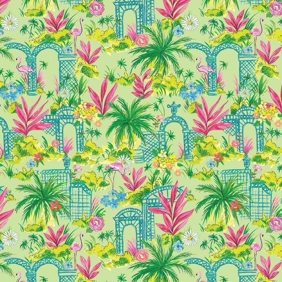 Fabric Benartex Green Tropical Oasis Tropical Splash by the Quarter Yard 15185-44